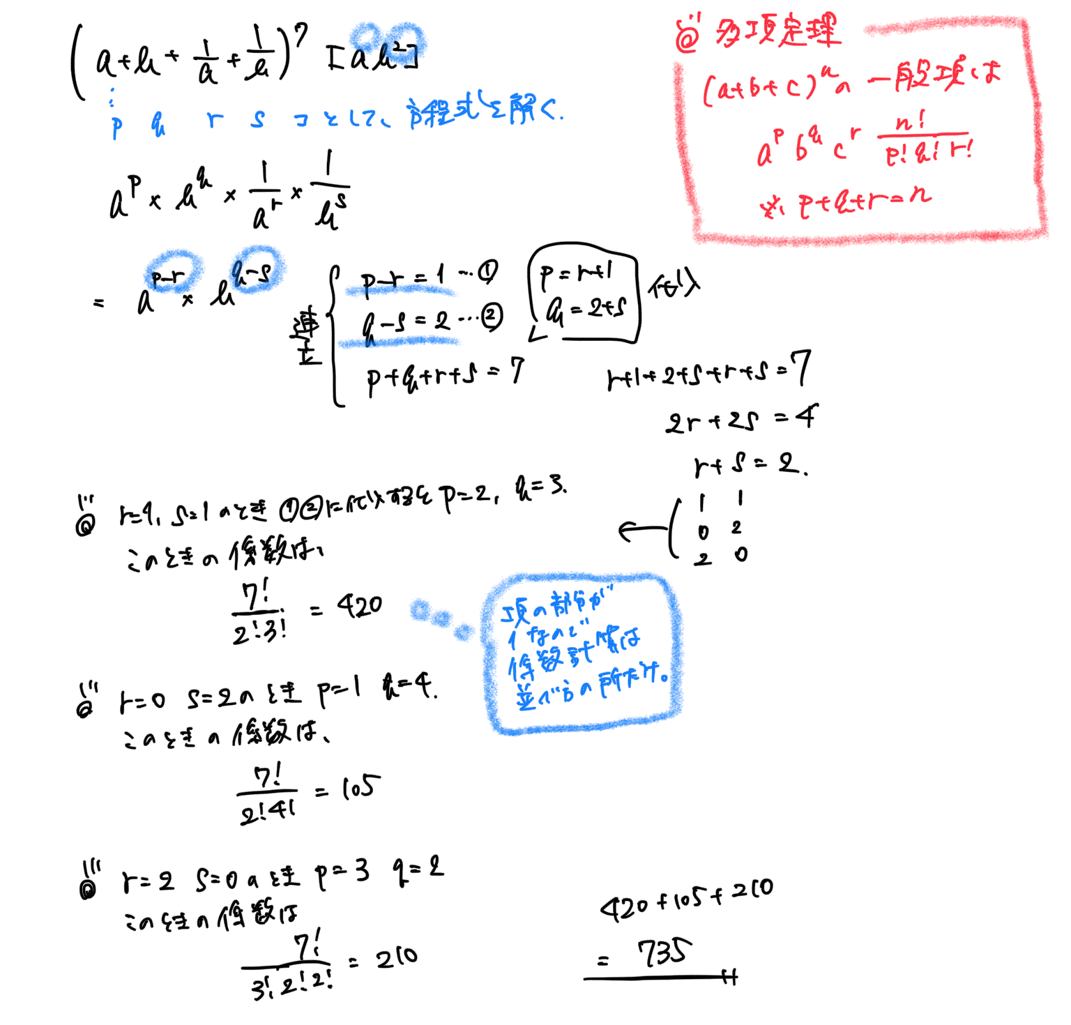 多項定理（方程式で解くver）