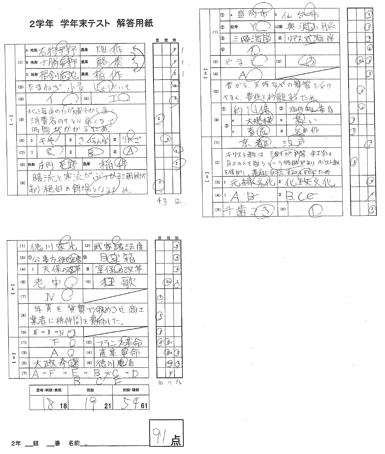 中２ 江戸時代 学校の定期テスト過去問ダウンロード 受験 ガチ勢 チート Web問題集サイト
