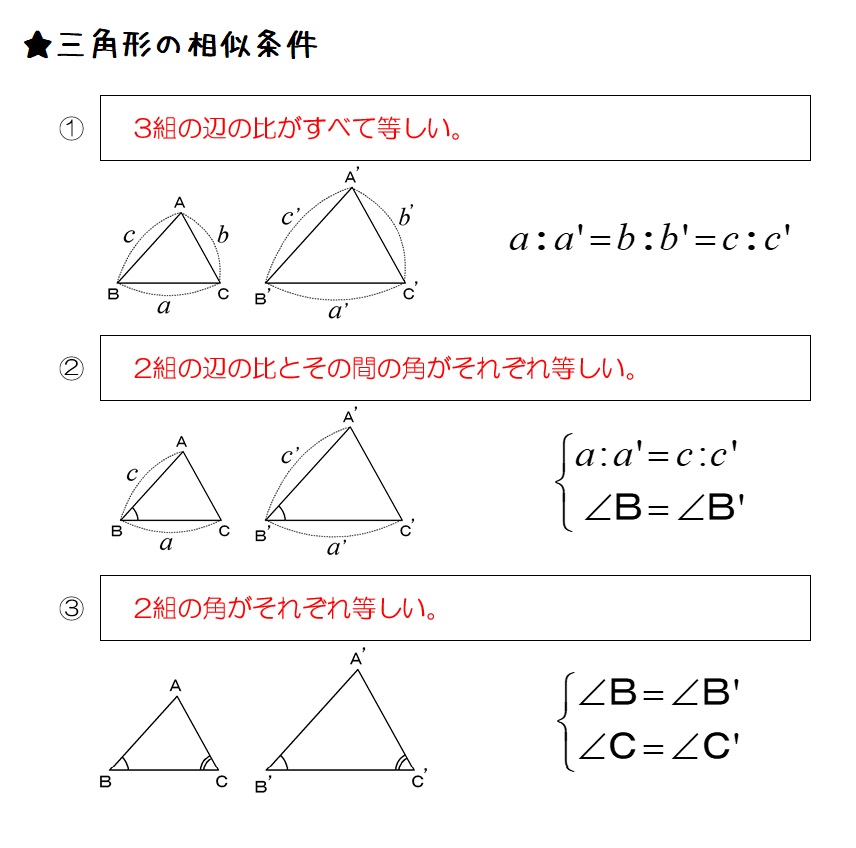 【数学公式チェック・総まとめ一覧】三角形の相似条件