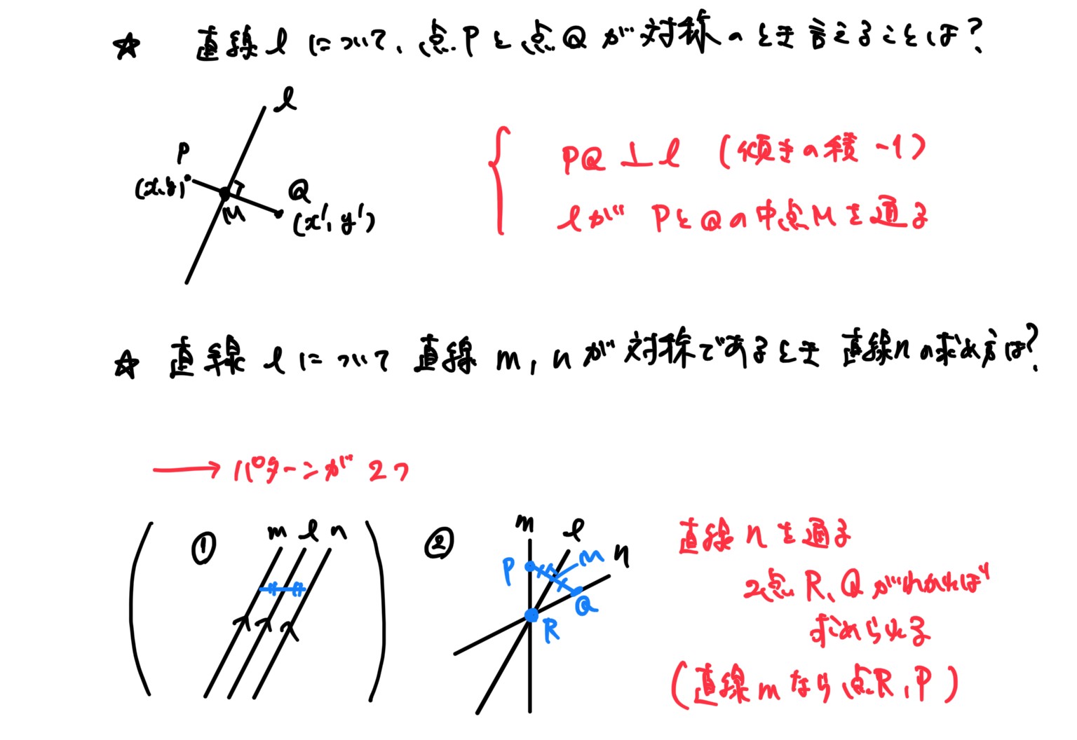 【高校数学】公式まとめ一覧（図形と方程式）直線に関して直線と対称な直線の求め方