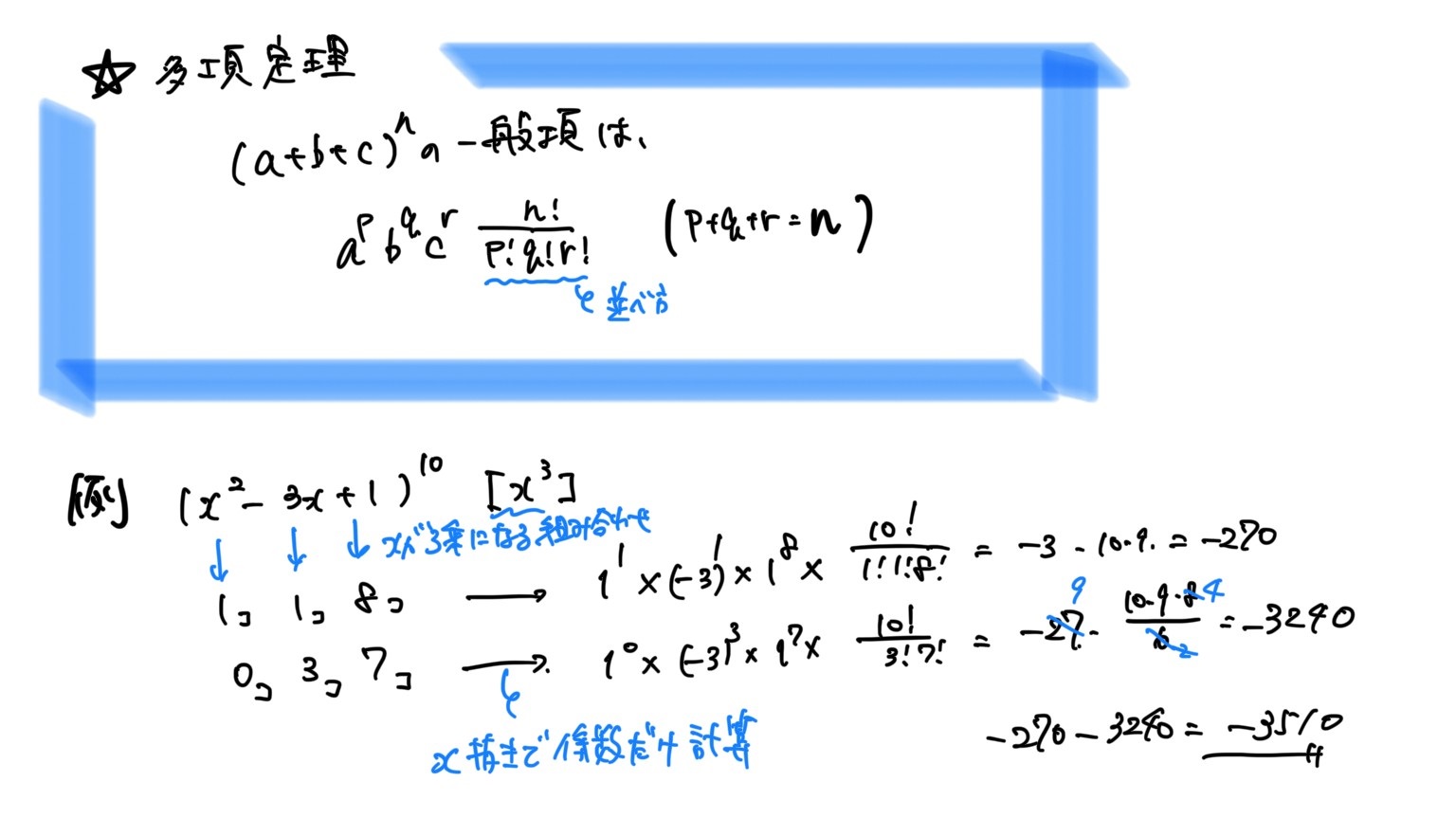 【高校数学】公式まとめ一覧（式と証明）多項定理の一般項