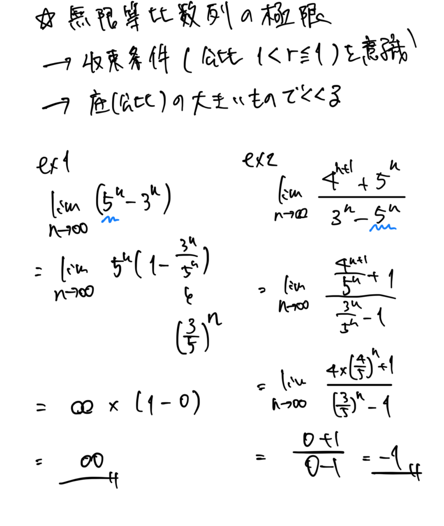 【高校数学をわかりやすくまとめ・数Ⅲ】無限等比数列の極限（不定形の処理方法のコツ）