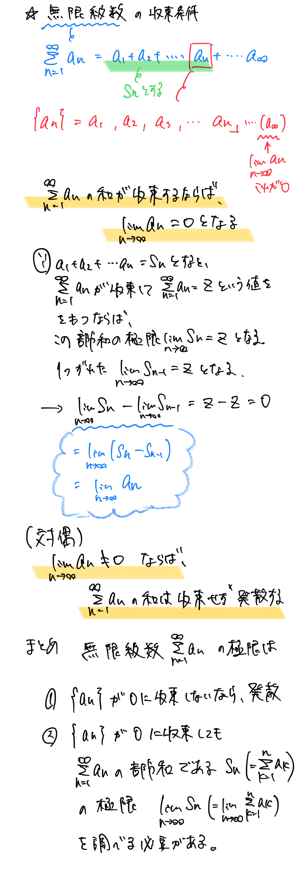 【高校数学をわかりやすくまとめ・数Ⅲ】無限級数の収束条件